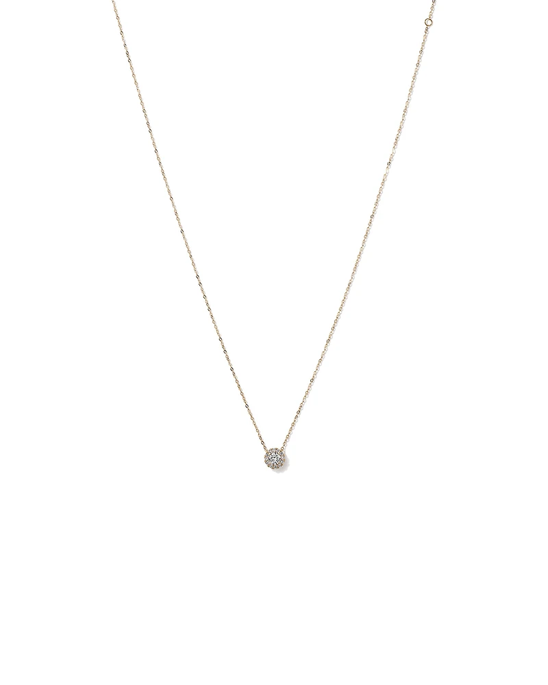 0.50 Carat TW Round Brilliant Laboratory-Grown Diamond Halo Pendant in 10kt Yellow Gold
