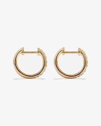 Aquamarine Huggie Hoop Earrings in 10kt Yellow Gold