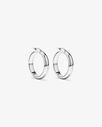 Large Half Round Hoop Earrings in Sterling Silver