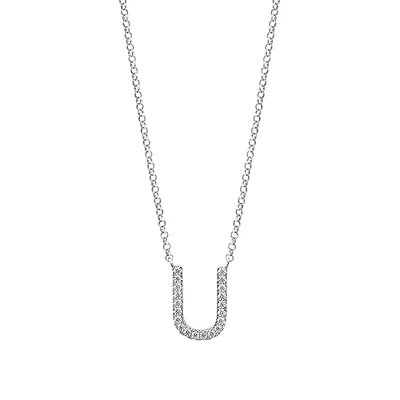 U Initial Necklace with 0.10 Carat TW of Diamonds in 10kt White Gold