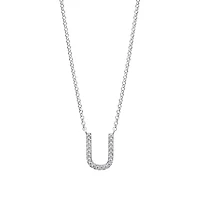 U Initial Necklace with 0.10 Carat TW of Diamonds in 10kt White Gold