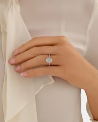 Sir Michael Hill Designer Oval Engagement Ring with 0.92 Carat TW Diamonds in 18kt White Gold