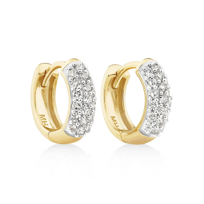 Mini Hoops with 0.25 Carat TW of Diamonds in 10kt Yellow Gold