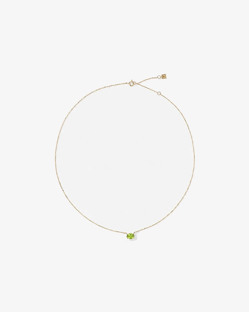 Oval East-West Peridot Necklace in 10kt Yellow Gold