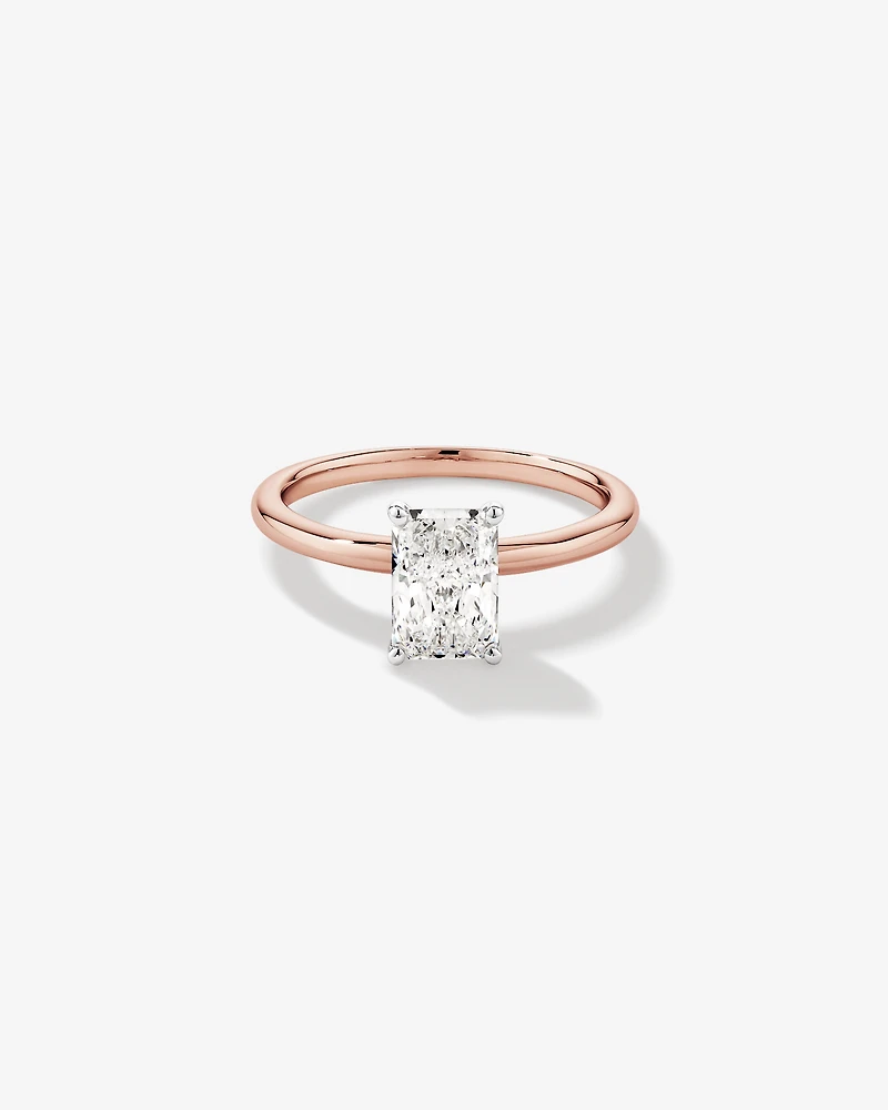 1.25 Carat TW Radiant Laboratory-Grown Diamond Solitaire Engagement Ring 14kt Rose and White Gold