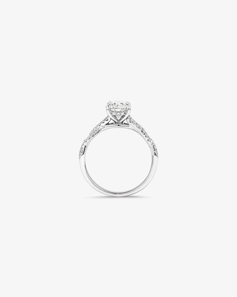 1.40 Carat TW Round Brilliant Laboratory-Grown Diamond Solitaire Twist Engagement Ring in 14kt White Gold