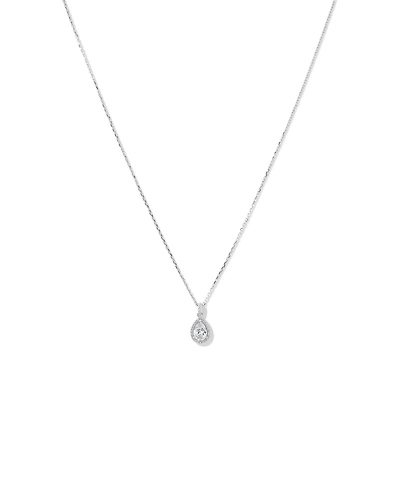 Collier Pendentif Halo en Zircon Cubique en Forme de Poire en Argent Sterling