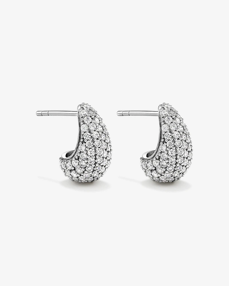Boucles d’oreilles en zircone cubique en dôme pavé en argent sterling