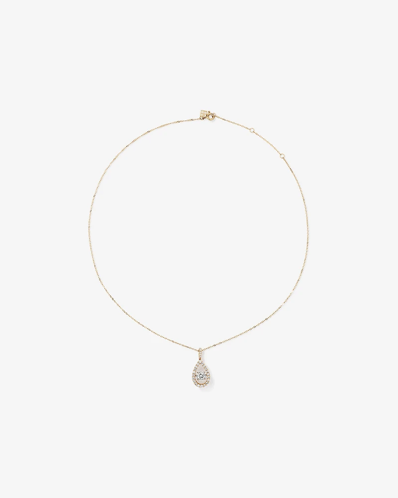 1.00 Carat TW Diamond Halo Everlight Pear Pendant in 10kt Yellow Gold