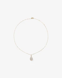 1.00 Carat TW Diamond Halo Everlight Pear Pendant in 10kt Yellow Gold