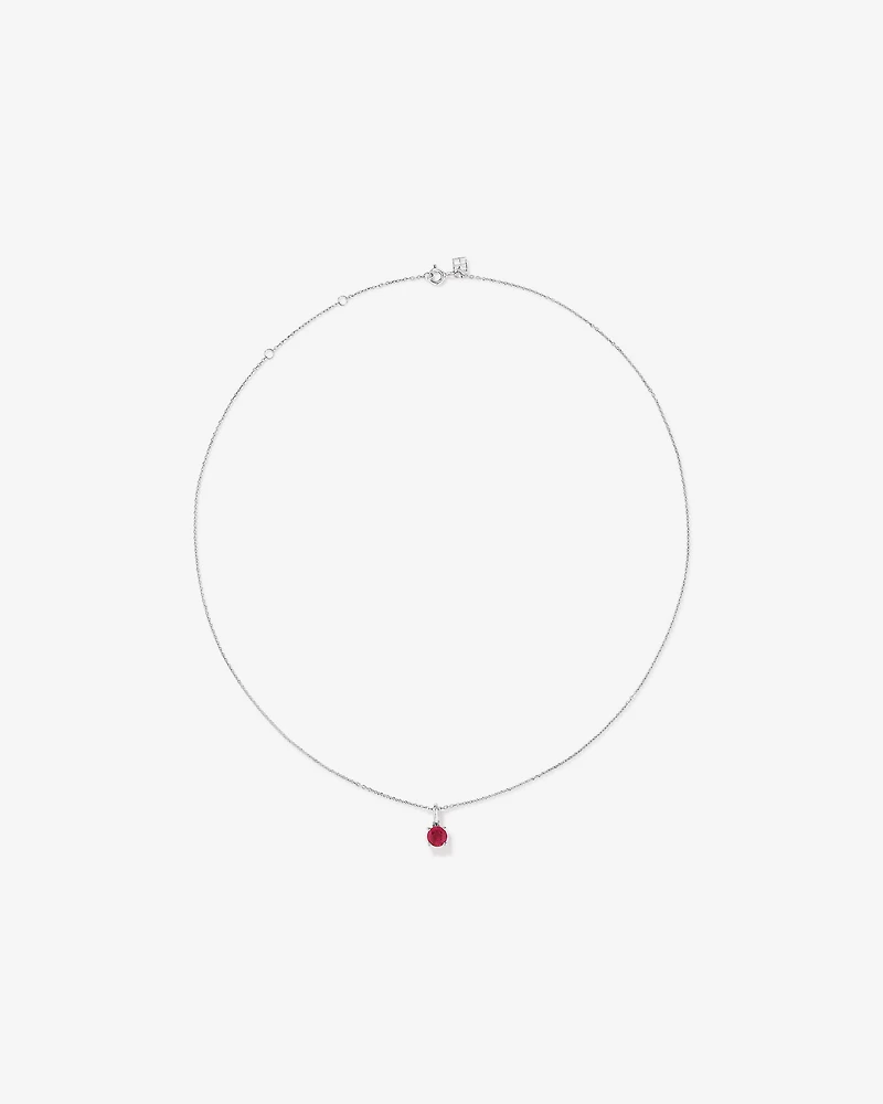 Round Cut Red Created Ruby Gemstone Hoop Earrings and Pendant Necklace Set in Sterling Silver