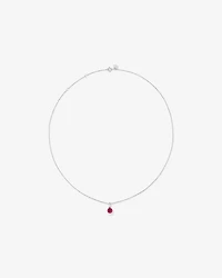 Round Cut Red Created Ruby Gemstone Hoop Earrings and Pendant Necklace Set in Sterling Silver