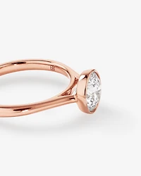 1.25 Carat TW Round Brilliant Laboratory-Grown Diamond Solitaire Bezel Set Engagement Ring in 14kt Rose Gold