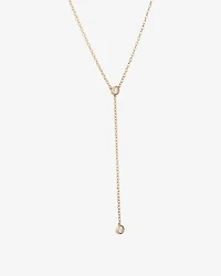 0.14 Carat TW Round Brilliant Diamond Bezel Set Lariat Necklace in 10kt Yellow Gold