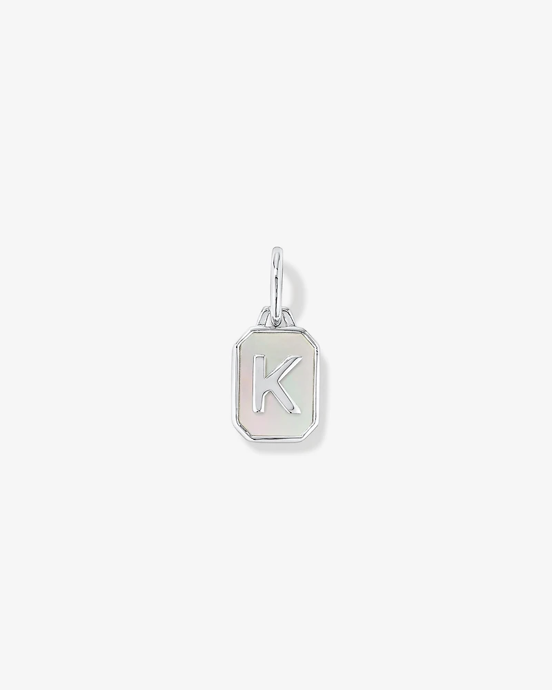 Pendentif initiale Lettre K en nacre et argent sterling