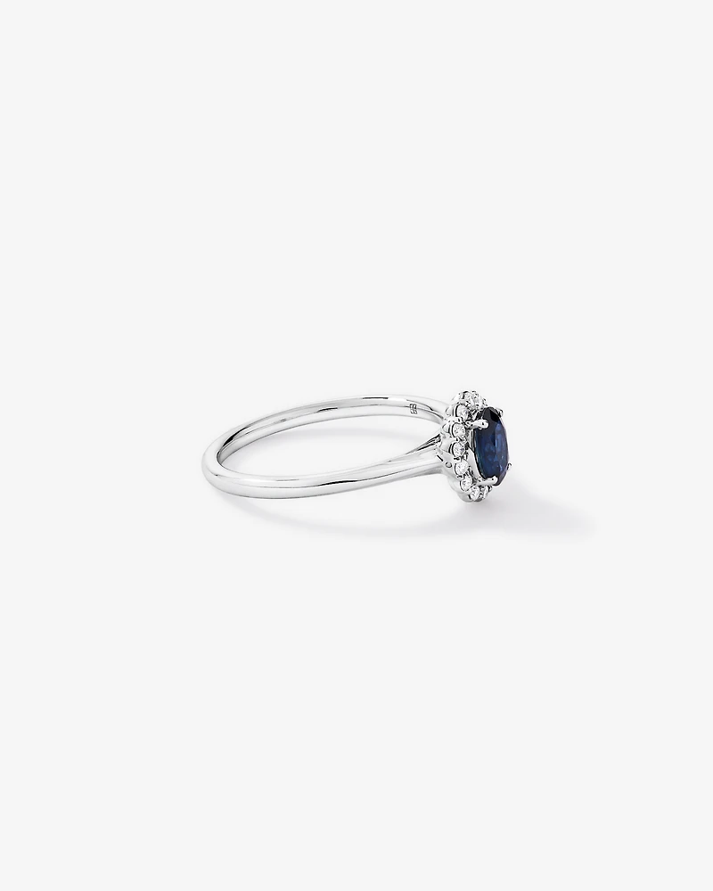 Australian Sapphire & 0.10 Carat TW Diamond Halo Ring 10kt White Gold