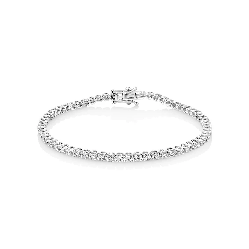 Carat TW Laboratory-Grown Diamond Tennis Bracelet set in 10kt White Gold