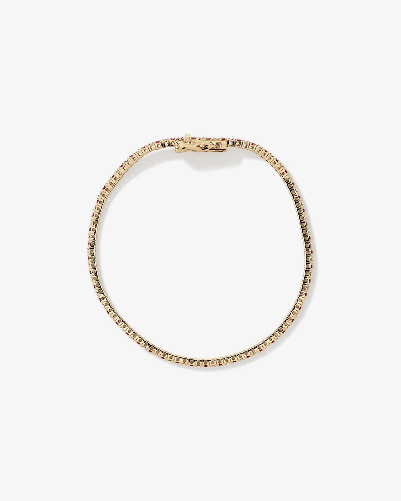 Bracelet tennis en or jaune 10 kt avec diamants de 0,68 carat TW et émeraudes créées