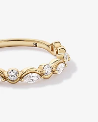 0.43TW Marquise and Round Brilliant Diamond Twist Wedding Ring 14kt Yellow Gold