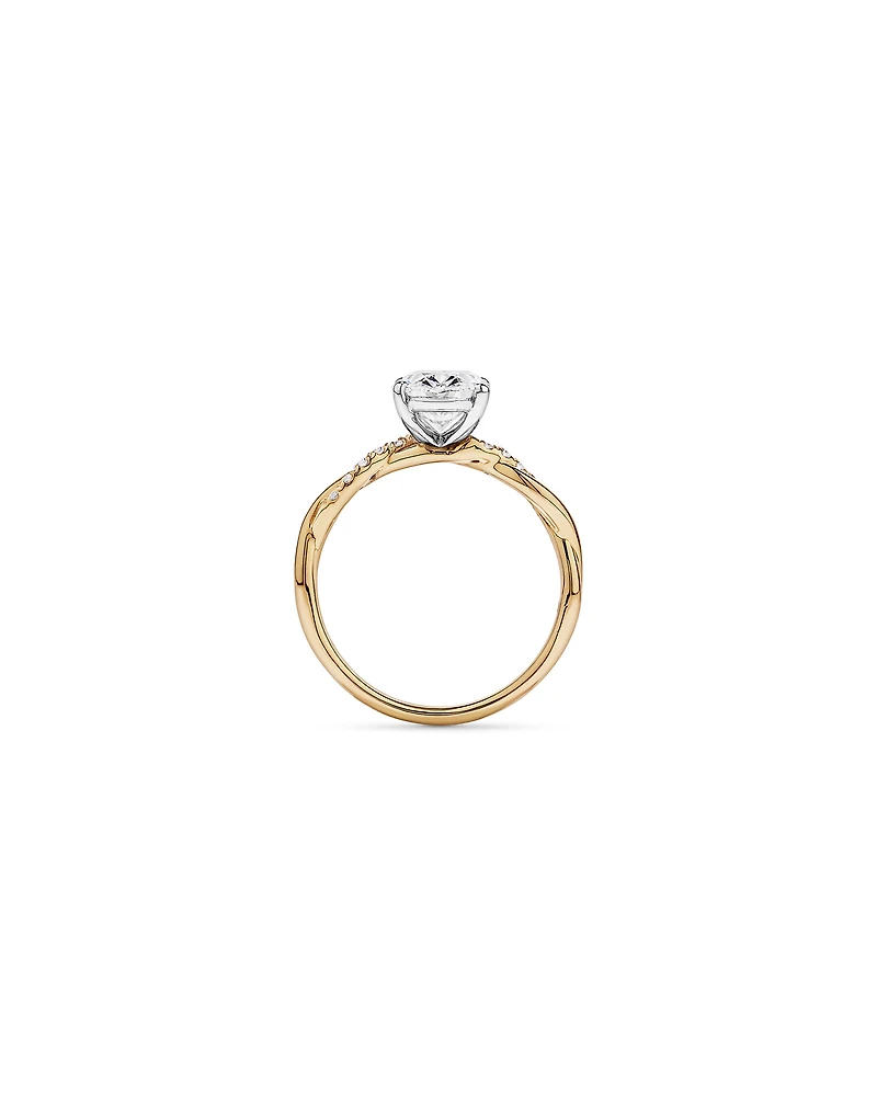2.10TW Oval Laboratory-Grown Diamond Twist Engagement Ring 14kt Yellow and White Gold