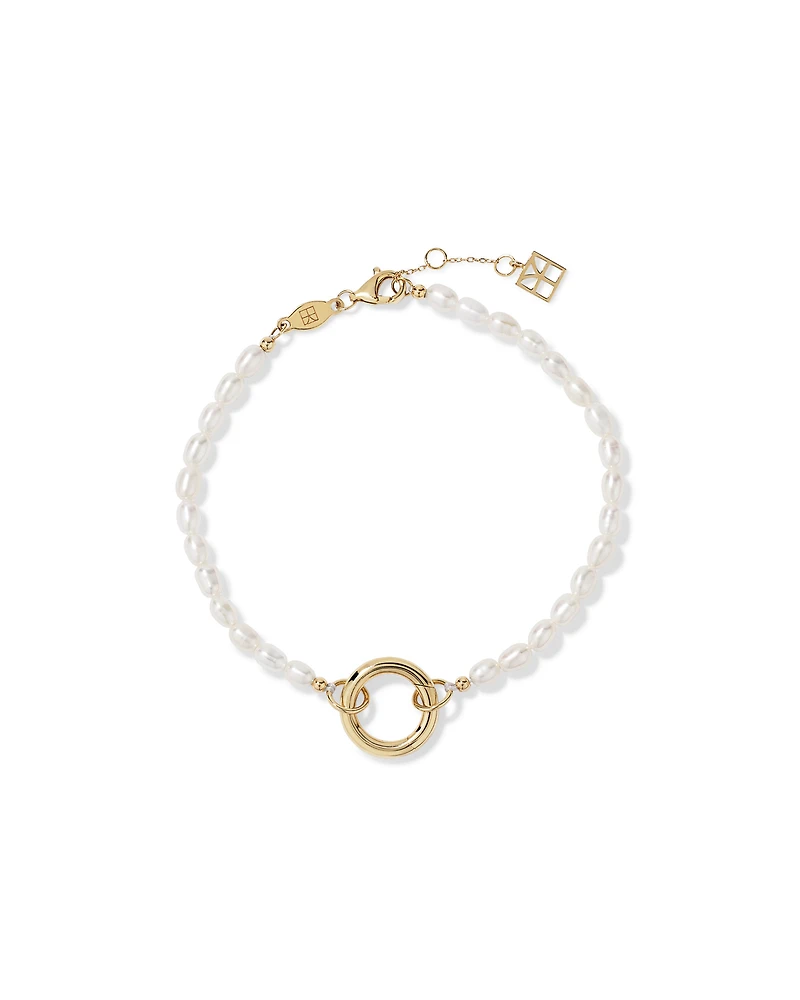 3-3.5mm Cultured Freshwater Pearl Open Chain Bracelet in 10kt Yellow Gold