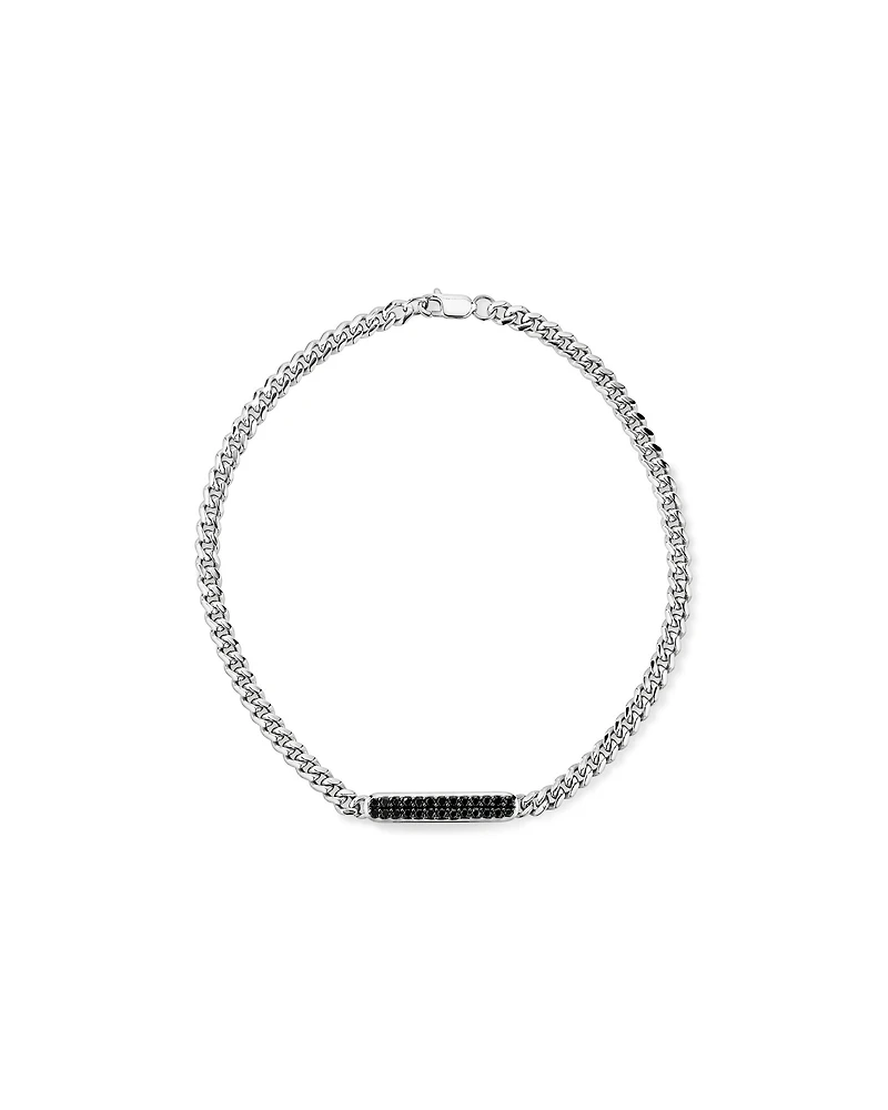 Bracelet micro maille gourmette pour homme avec 0,30 carat de diamants noirs en argent sterling