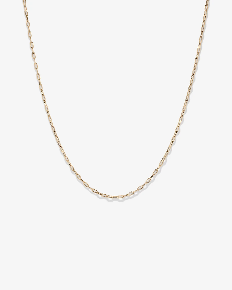45cm (18”) 2mm-2.5mm Width Hollow Paperclip Chain in 10kt Yellow Gold