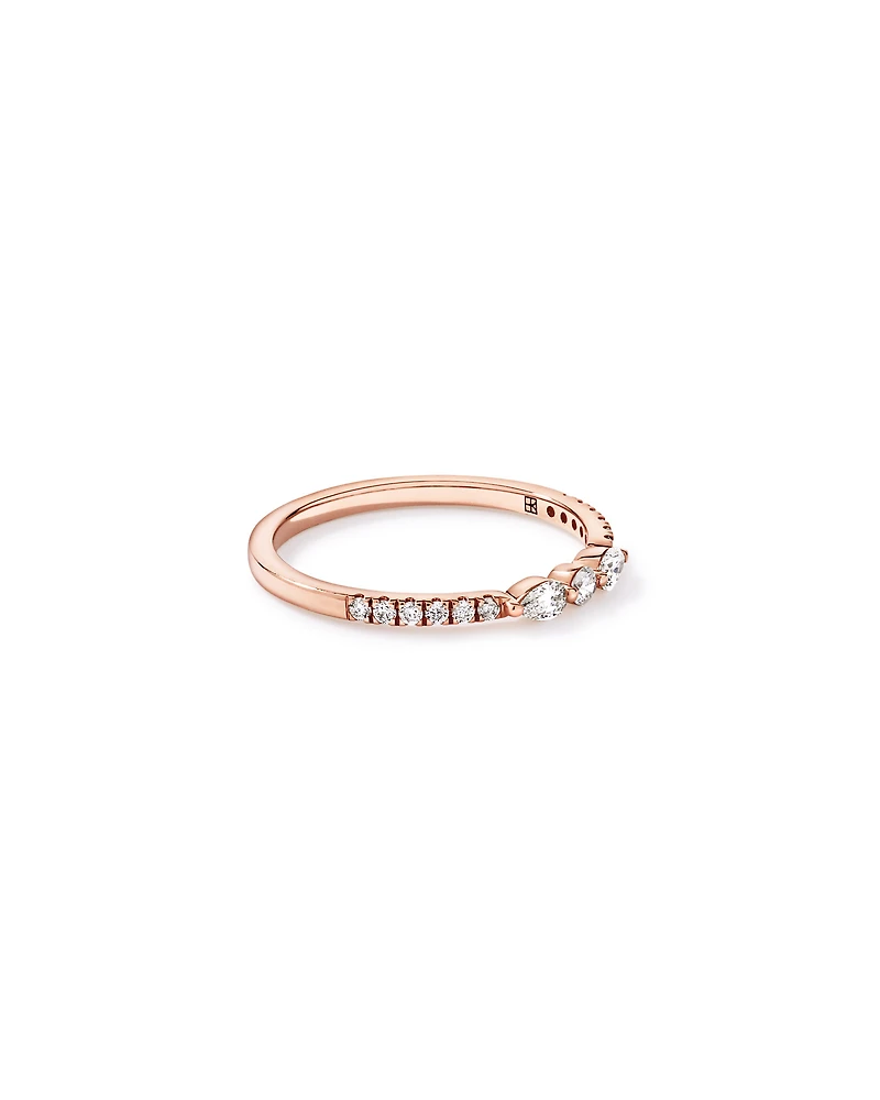 0.23TW Pear and Round Brilliant Diamond Wedding Ring 14kt Rose Gold