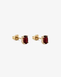 Boucles d'oreilles puces ovales Grenat en or jaune 10 ct