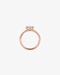 Bague solitaire en or rose 14 carats sertie d'un diamant ovale de synthèse 1,50 carat