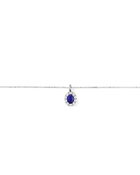 Created Sapphire & 0.47 TW Carat TW Laboratory-Grown Diamond Pendant with Chain in 10kt  White Gold