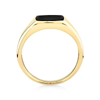 Men's Ring with Cushion-Shaped Onyx in 10kt Yellow Gold
