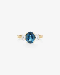 London Blue Topaz Ring with .46 Carat TW Diamonds in 14kt Yellow Gold