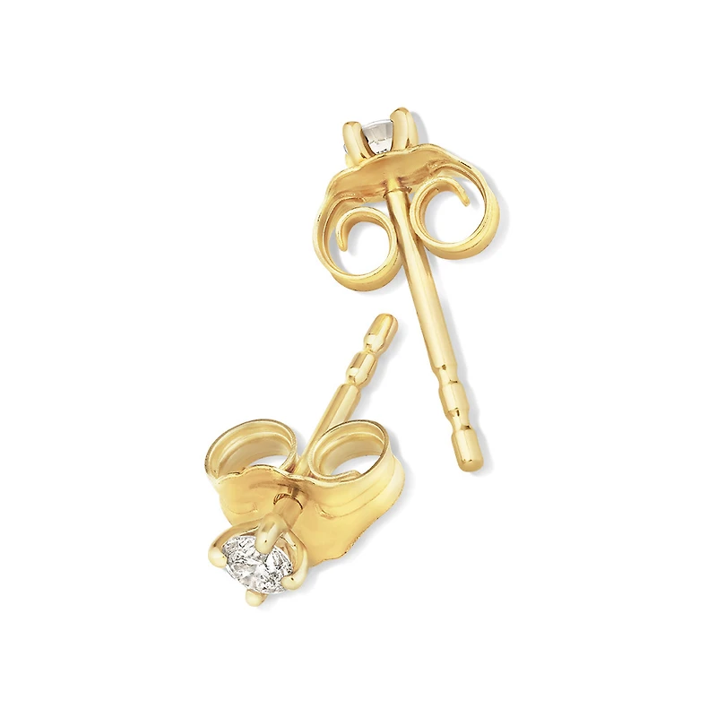 Solitaire Stud Earrings with 0.10 Carat TW of Diamonds 10kt Yellow Gold