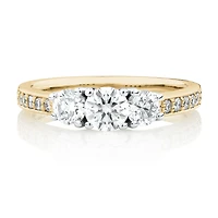 Three Stone Engagement Ring with 1 Carat TW of Diamonds in 14kt Yellow/White Gold