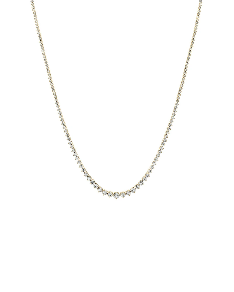 Collier de tennis TW Graduation Diamond Riviera de 10,00 carats en or jeune 18 carats