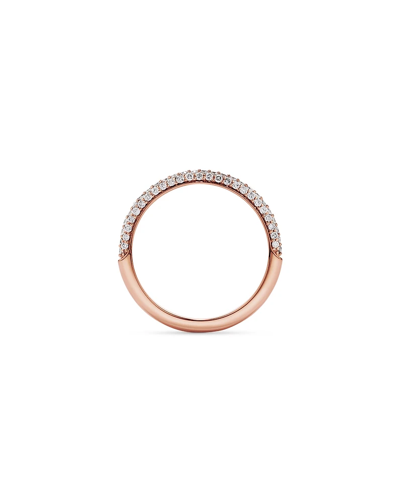 Alliance en or rose 14 carats sertie de diamants taille brillant rond pavé (poids total 0,40 carat)