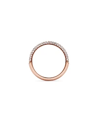 Alliance en or rose 14 carats sertie de diamants taille brillant rond pavé (poids total 0,40 carat)