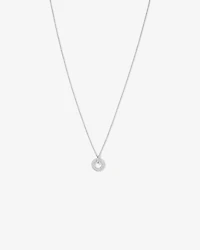 Pavé Set Cubic Zirconia Puff Open Circle Pendant Necklace in Sterling Silver