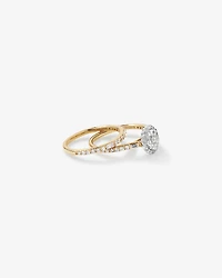 0,75 carat Poids Total Bague de Fiançailles Cluster en Forme d'Ovale et Bague de Mariage en Or Blanc et Jaune 14kt