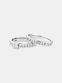 Ensemble nuptial en or blanc 14 K avec diamants totalisant 1,00 ct