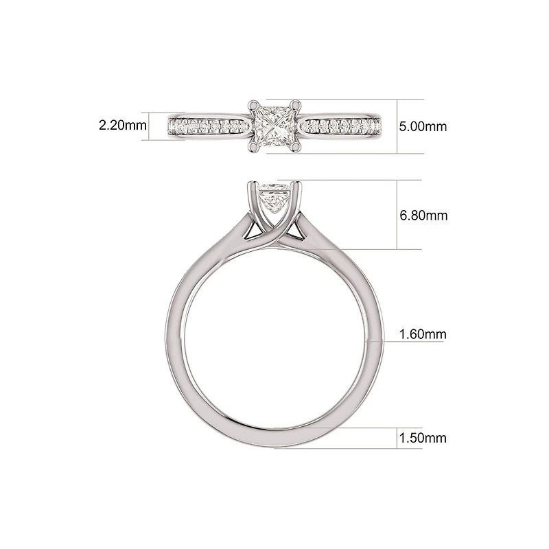 Solitaire Engagement Ring With 1/2 Carat TW of Diamonds In 14kt White Gold