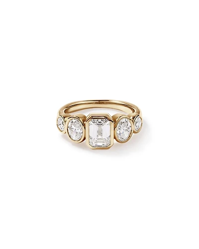 Bague de fiançailles en diamant cultivé laboratoire 5,90 carats sertie 2,90 or jaune 14