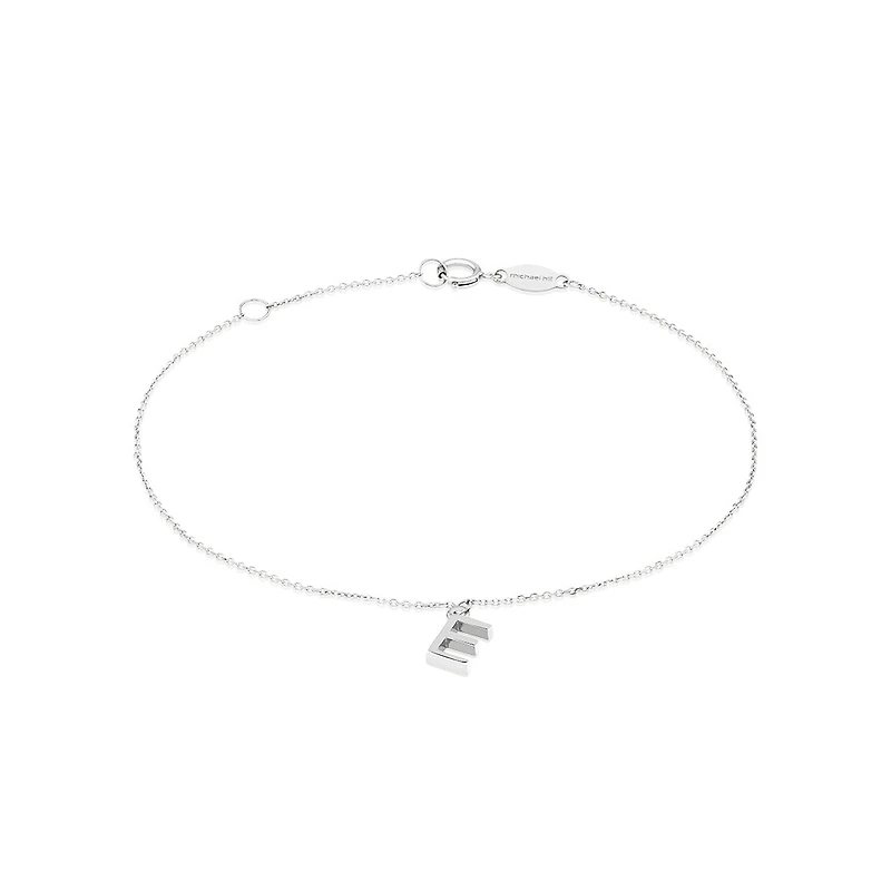 19cm (7.5") E Initial Bracelet in Sterling Silver