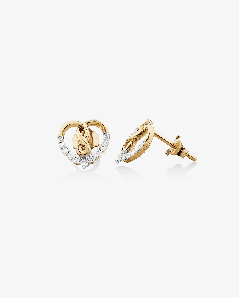 Heart Infinity Earrings With 0.20 Carat TW Of Diamonds In 10kt Yellow Gold