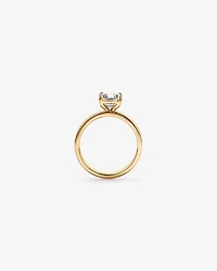 Bague solitaire en or jaune 14 carats sertie d'un diamant de laboratoire taille coussin allongé 2,00