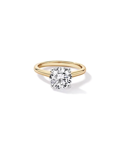 Bague solitaire en or jaune et blanc 14 carats, sertie d'un diamant rond brillant de 2,32 cultivé laboratoire