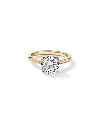 Bague solitaire en or jaune et blanc 14 carats, sertie d'un diamant rond brillant de 2,32 cultivé laboratoire