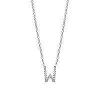 W Initial Necklace with 0.10 Carat TW of Diamonds in 10kt White Gold