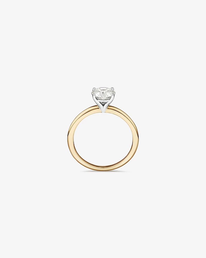 Carat TW Round Brilliant Laboratory-Grown Diamond Solitaire Engagement Ring 14kt Yellow and White Gold